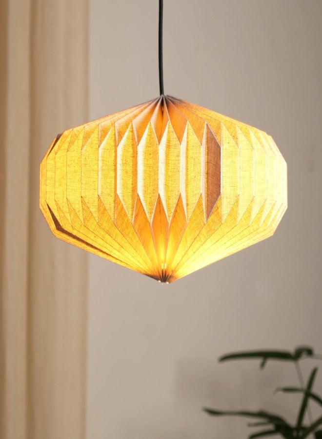 FIG Living Oblong 2 Pendant Lamp (Linen) | 38x38x18 cm (Small) | Luxury & Durable Handmade Origami Design Ceiling Lamp & Chandelier | Ideal for Dining Room, Living Room & Cafe (Bulb Not Included) - Image 1